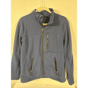 Swiss Tech Jacket Mens M Blue Full Zip Grid Mock Neck Chest Pocket Hiking E2